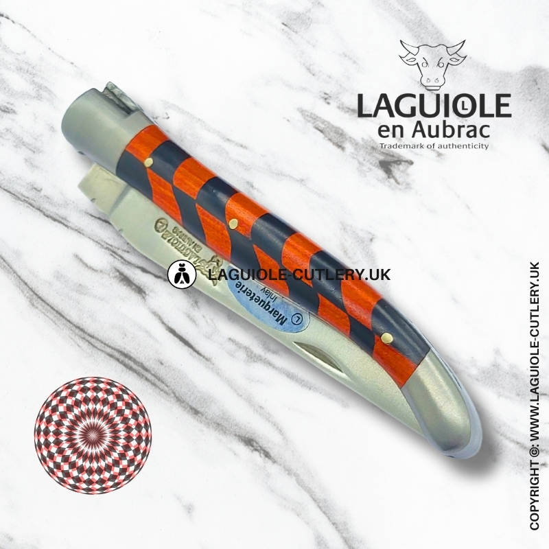 laguiole en aubrac pocket knife checkerboard ebony red heart wood