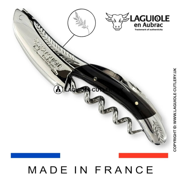 laguiole sommelier corkscrew chiseled bolsters buffalo horn