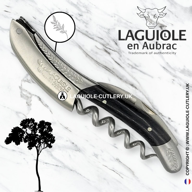 laguiole sommelier corkscrew chiseled bolsters ebony wood