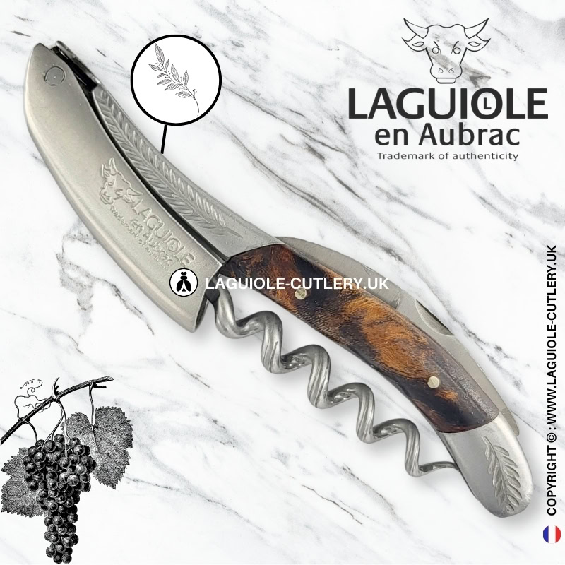 laguiole sommelier corkscrew chiseled bolsters grapevine wood (6)