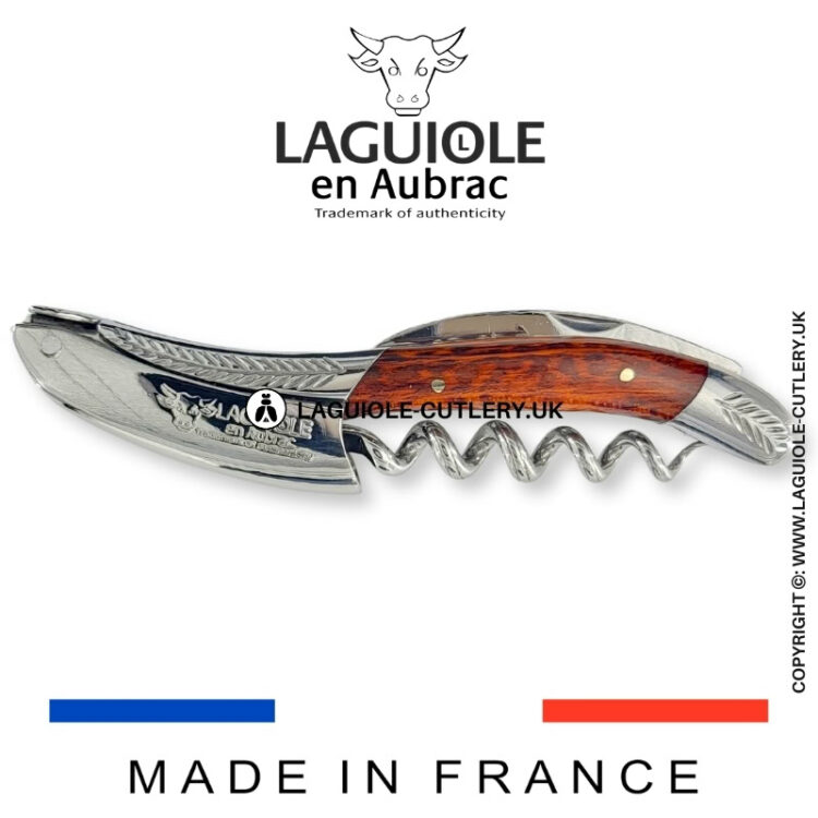 laguiole sommelier corkscrew chiseled bolsters snakewood