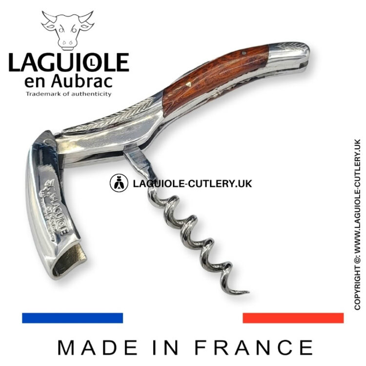 laguiole sommelier corkscrew chiseled bolsters snakewood