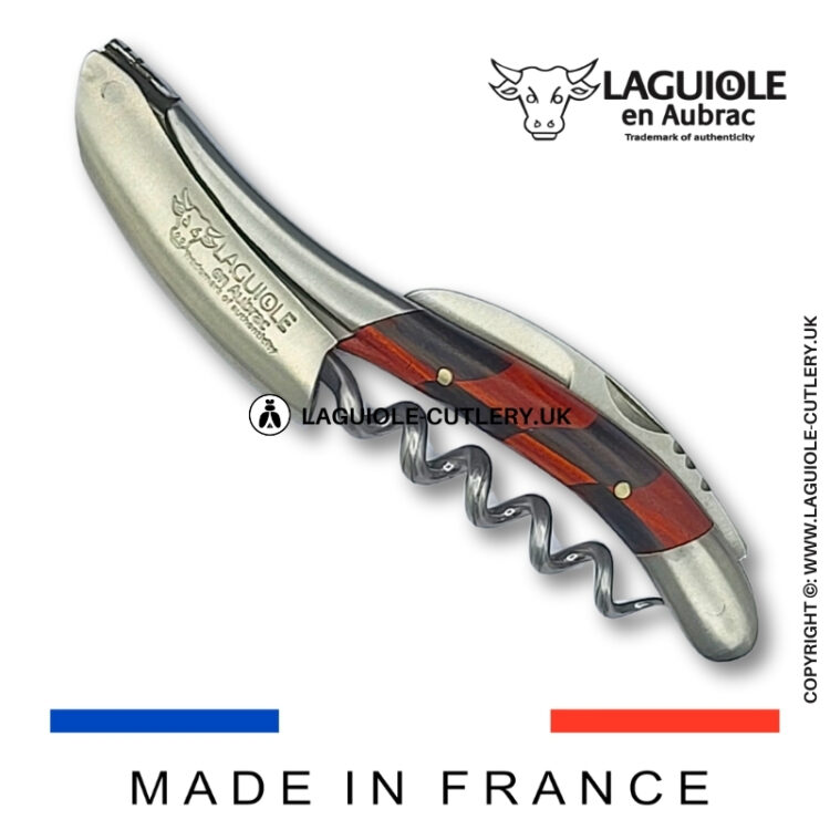 laguiole sommelier corkscrew red heart/ebony wood inlay