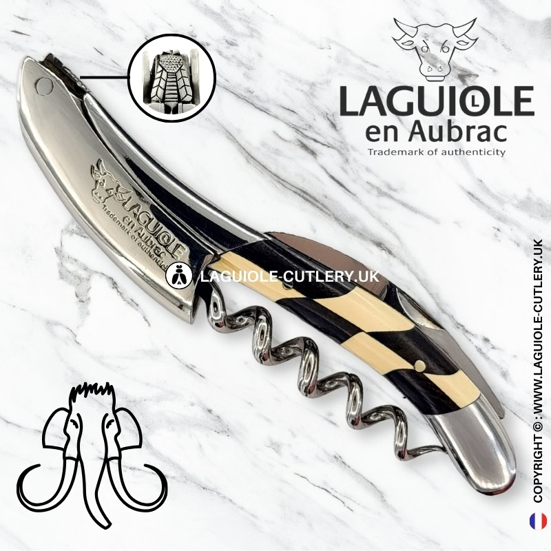 laguiole sommelier corkscrew crafted bee edition mammoth ivory/ebony wood inlay