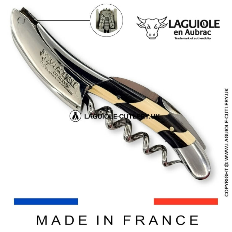 laguiole sommelier corkscrew crafted bee edition mammoth ivory/ebony wood inlay