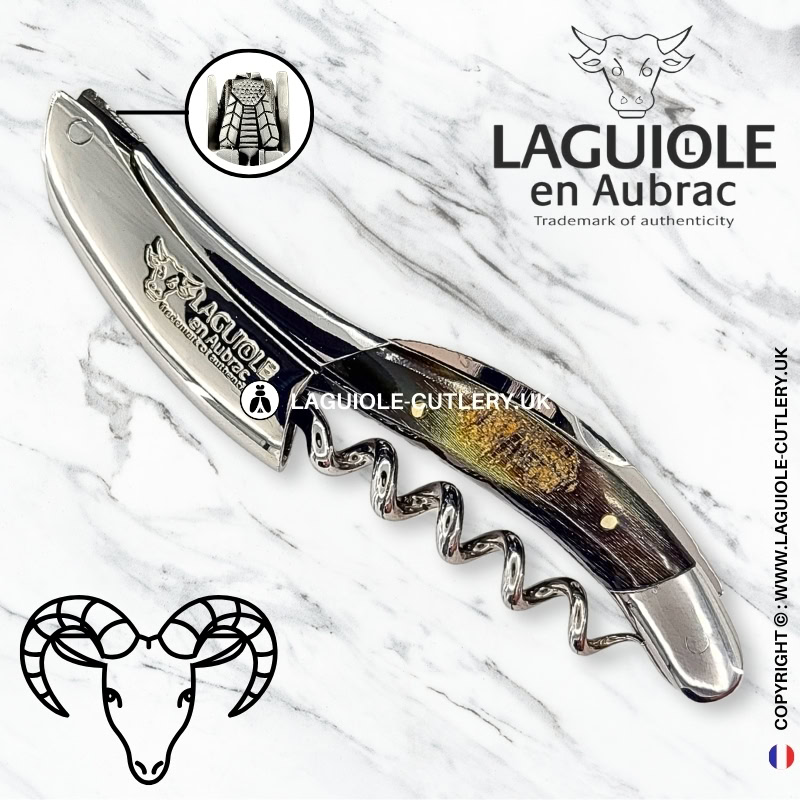 laguiole sommelier corkscrew crafted bee edition ram horn