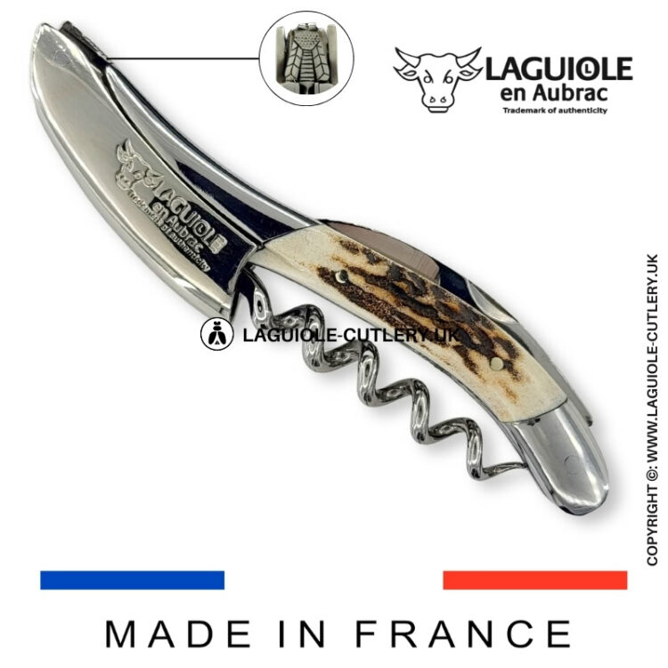 laguiole sommelier corkscrew crafted bee edition stag antler