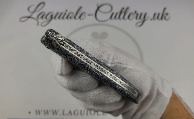 laguiole pocket knife full handle with marbled carbon fiber