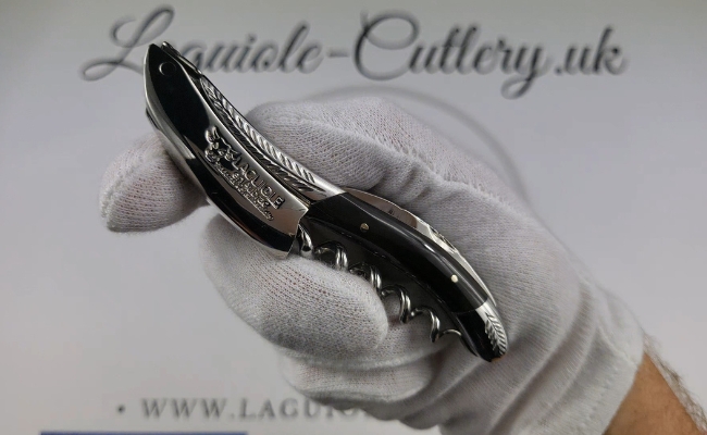 laguiole sommelier corkscrew chiseled bolsters buffalo horn