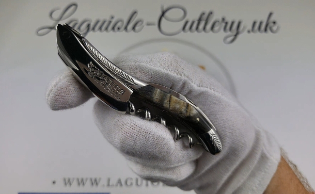 laguiole sommelier corkscrew chiseled bolsters ram horn
