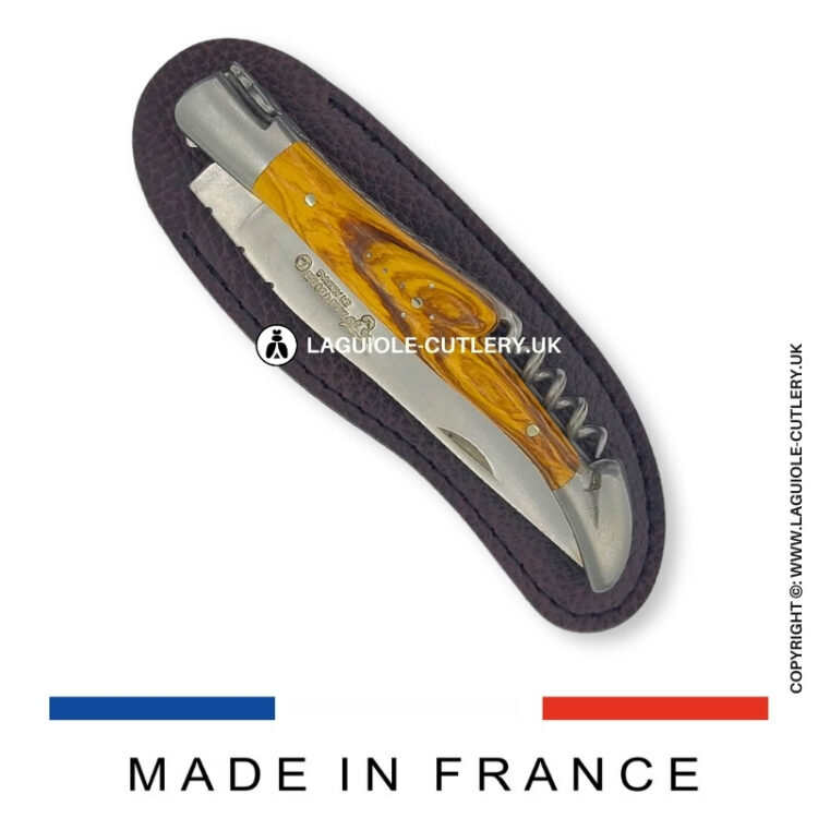 cacao curved synthetic sheath for laguiole corkscrew and pocket knife