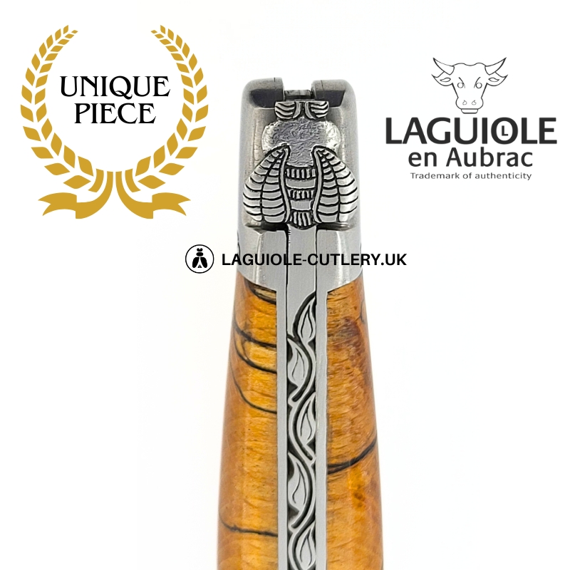 aubrac anthology: laguiole pocket knife in aubrac beech wood – hand engraved bee and bolsters