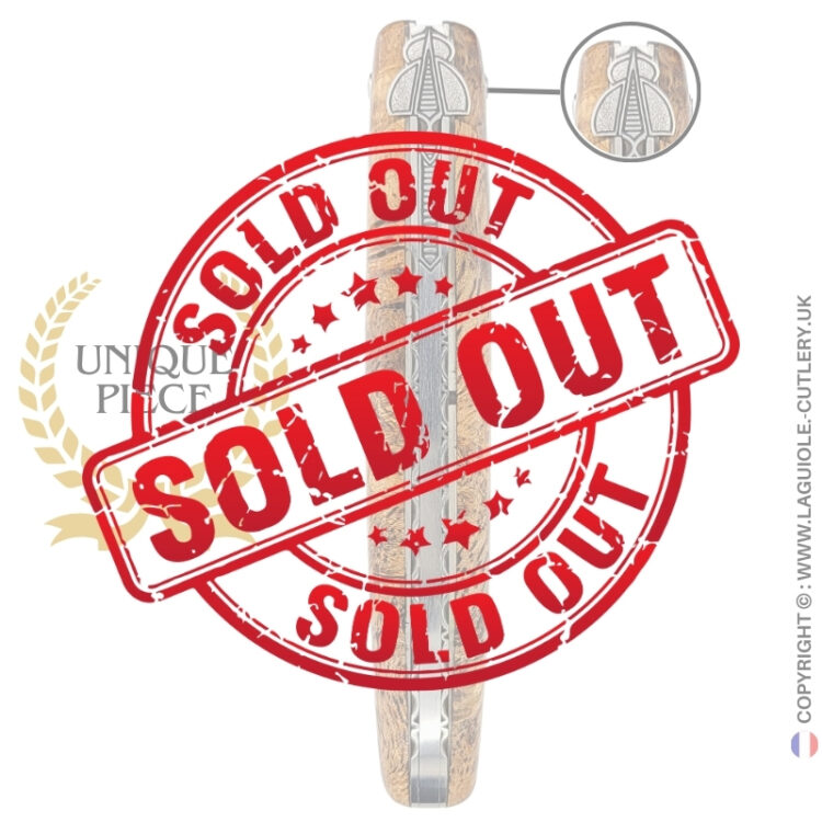 woodland reflection: laguiole pocket knife in full albizia wood handle – sculpted bee and engraved liners