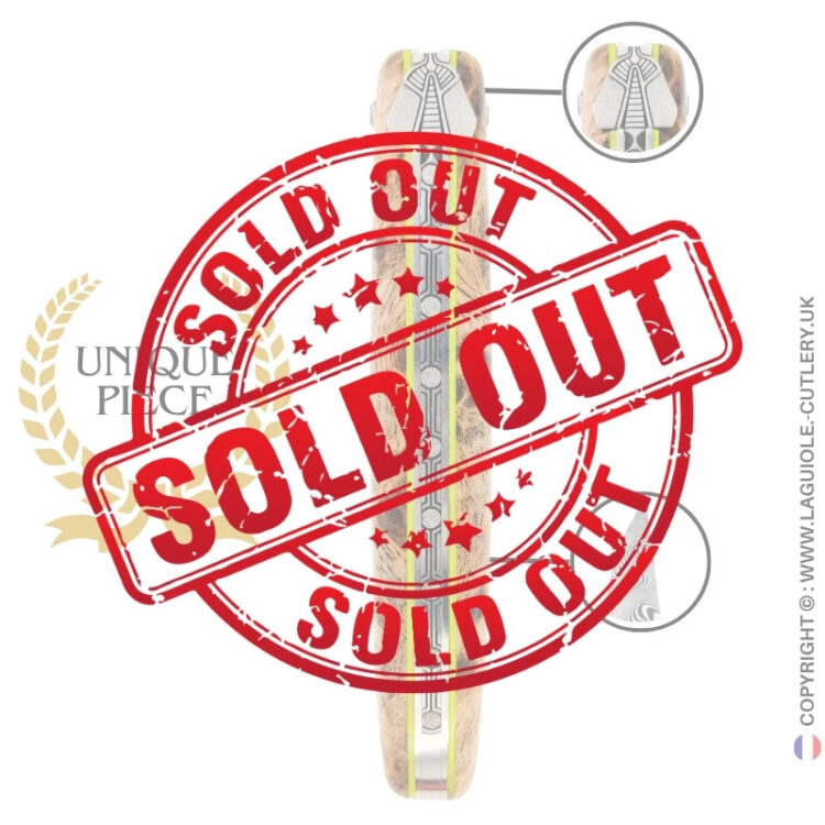 damascus breeze: full handle laguiole knife in albizia – chiseled bee and spring – damascus blade