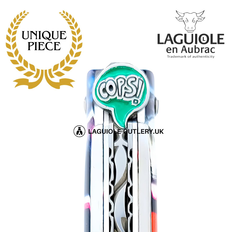 oops! comics: full handle laguiole knife in acrylic comic art
