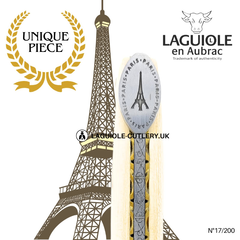 laguiole eiffel tower origin n°17: pocket knife in fossil mammoth ivory – damascus steel blade