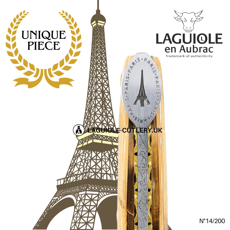laguiole eiffel tower origin n°14: pocket knife in fossil mammoth ivory – damascus steel blade