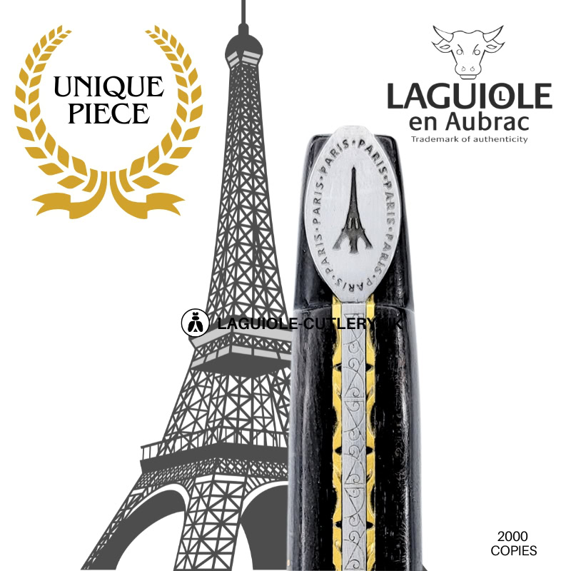 laguiole origine eiffel tower: full handle laguiole knife in ebony wood
