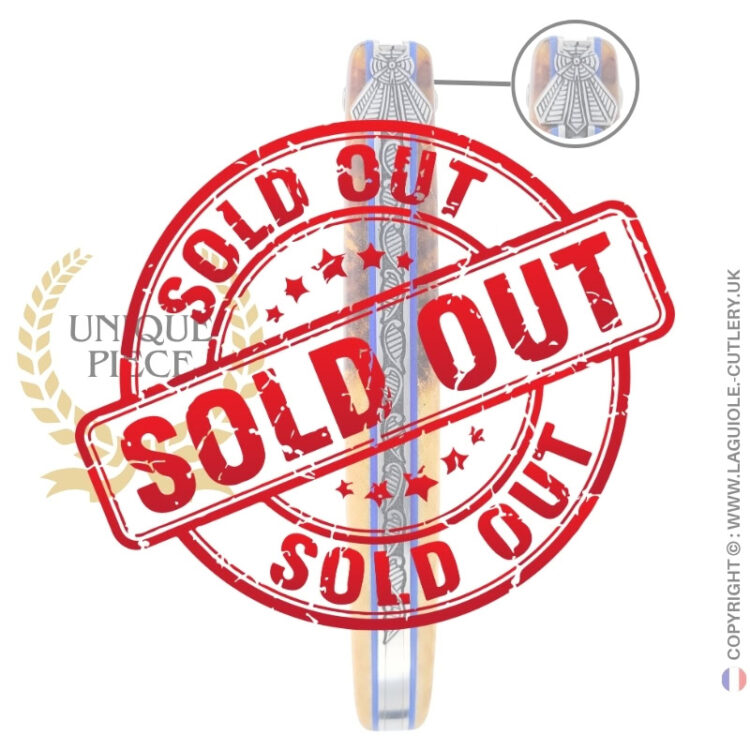 majestic ash: full handle laguiole knife in ash wood with sculpted bee & engraved spring