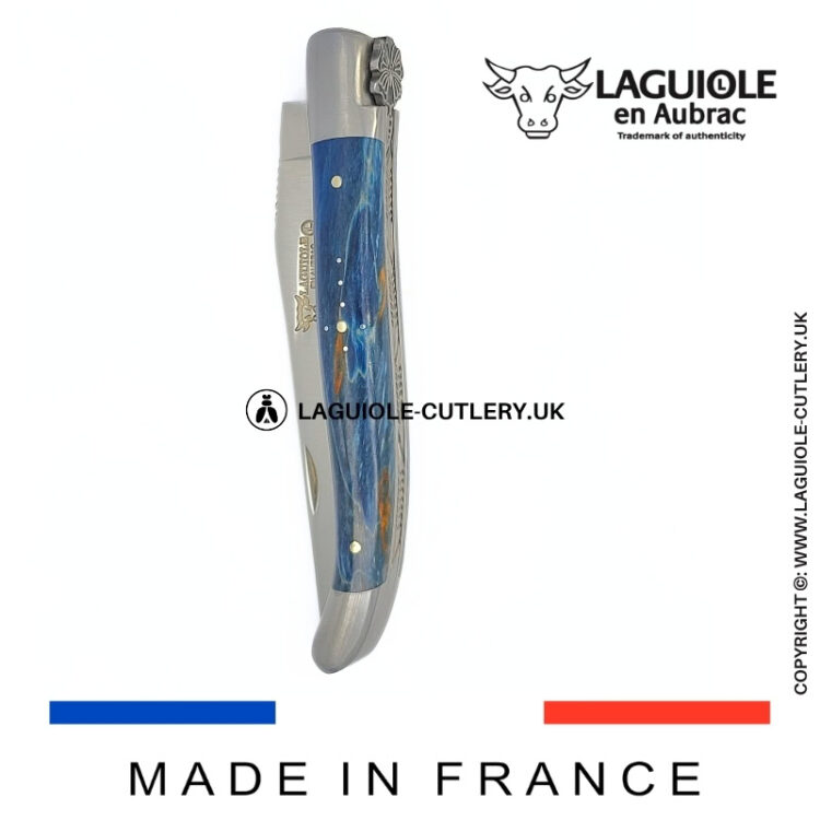 laguiole pocket knife “butterfly” in blue birch wood