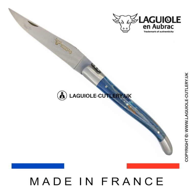 laguiole pocket knife “butterfly” in blue birch wood