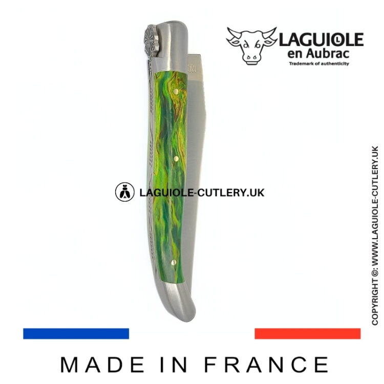 laguiole pocket knife “butterfly” in green birch wood