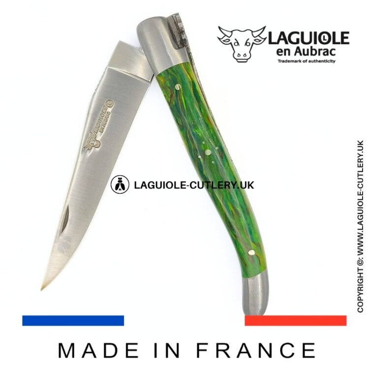 laguiole pocket knife “butterfly” in green birch wood