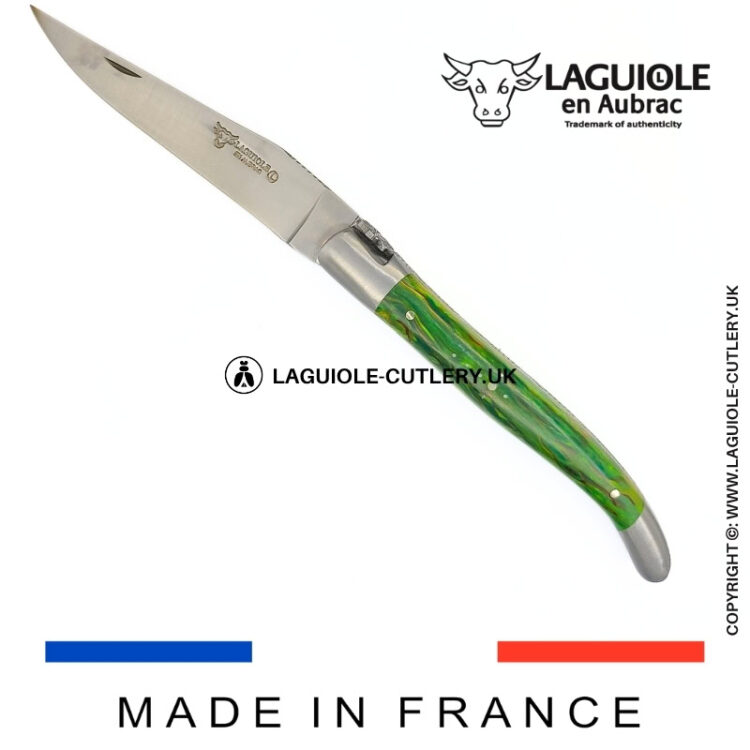 laguiole pocket knife “butterfly” in green birch wood