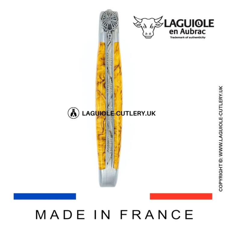 laguiole pocket knife “butterfly” in yellow birch wood