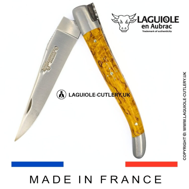 laguiole pocket knife “butterfly” in yellow birch wood