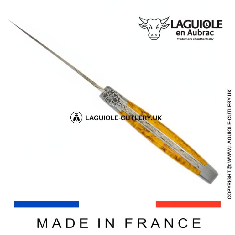 laguiole pocket knife “butterfly” in yellow birch wood