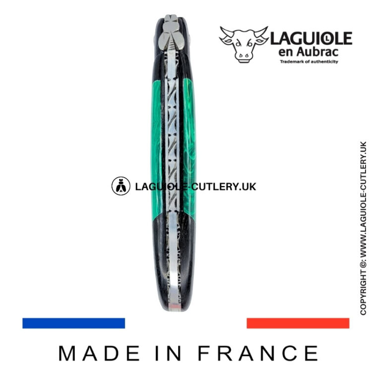 laguiole pocket knife ebony & malachite – nox pretiosa collection