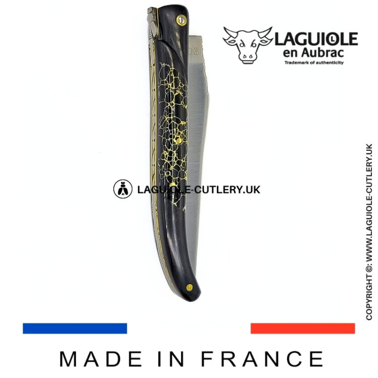 laguiole pocket knife ebony & onyx – nox pretiosa collection