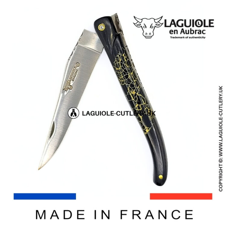 laguiole pocket knife ebony & onyx – nox pretiosa collection