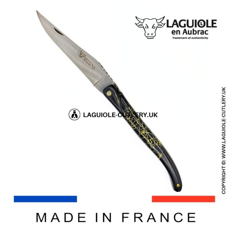 laguiole pocket knife ebony & onyx – nox pretiosa collection