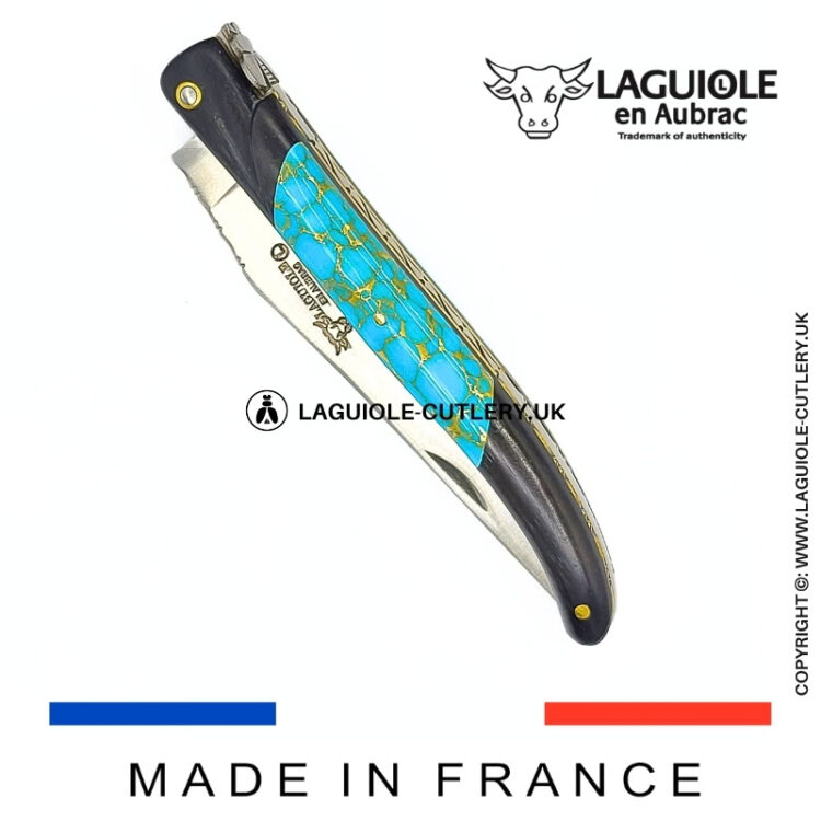 laguiole pocket knife ebony & turquoise – nox pretiosa collection