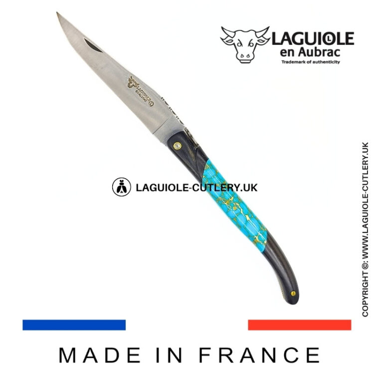 laguiole pocket knife ebony & turquoise – nox pretiosa collection