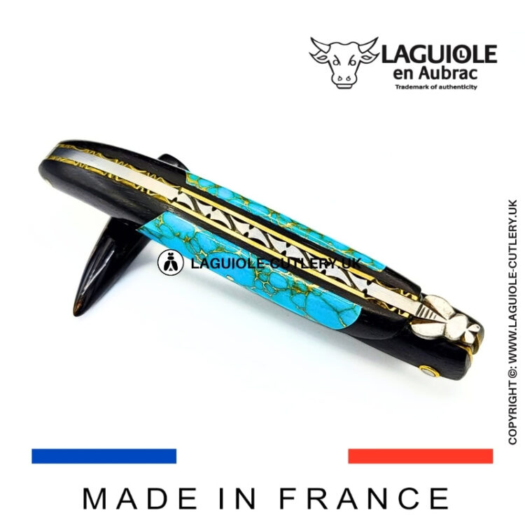 laguiole pocket knife ebony & turquoise – nox pretiosa collection