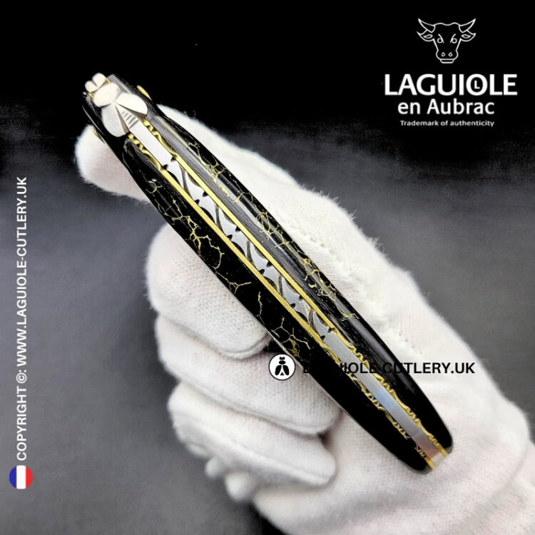 laguiole pocket knife ebony & onyx – nox pretiosa collection