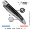 laguiole pocket knife in ebony wood with damascus blade & hand engraved plates
