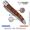laguiole pocket knife in snakewood with damascus blade & hand engraved plates