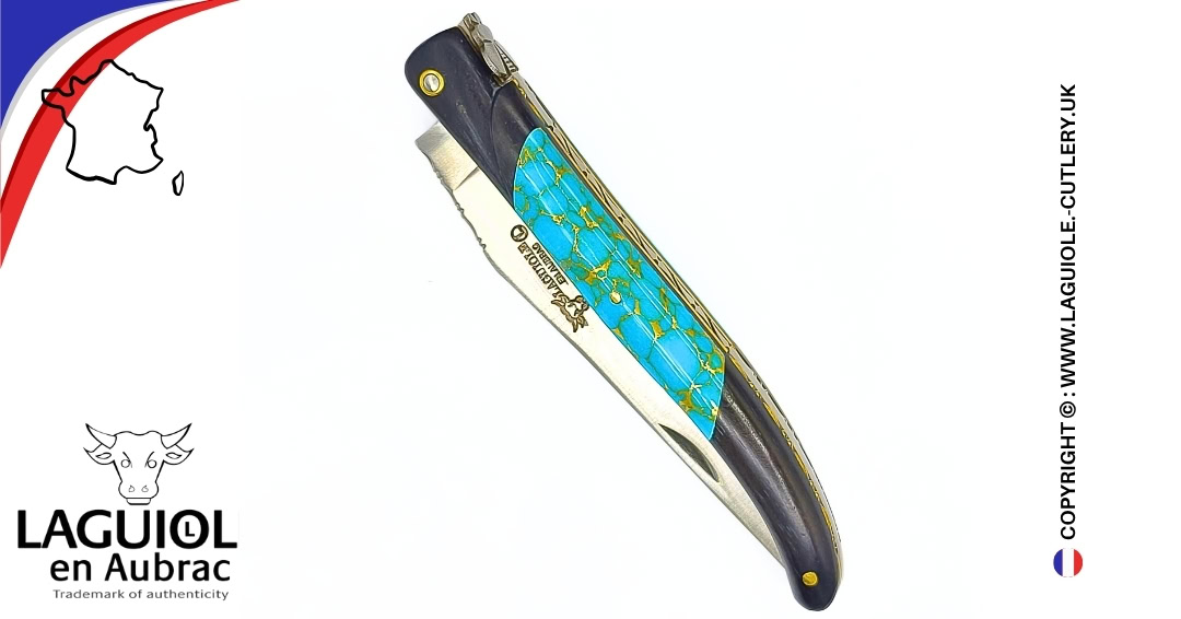 laguiole pocket knife ebony & turquoise – nox pretiosa collection