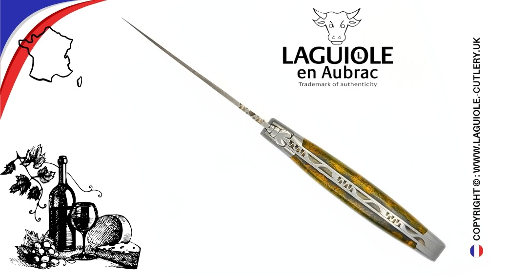 laguiole pocket knife in green cheesewood