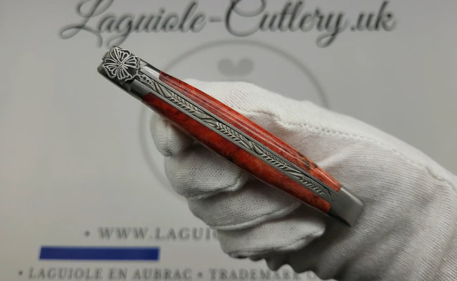 laguiole pocket knife “butterfly” in red birch wood