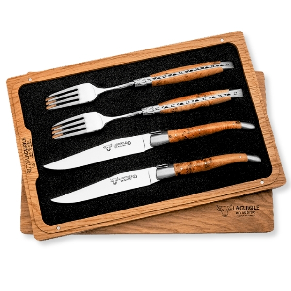Laguiole Steak Knife and Fork Set, 2 Place Settings